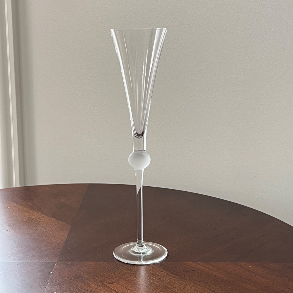 Williams Sonoma Champagne Flute Satin Ball Stem Grande Cuisine Made in Hungary